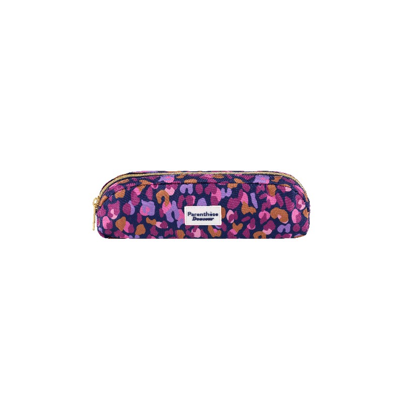 Set 3 posate da viaggio in acciaio inox (forchetta, coltello e cucchiaio) con astuccio leopardato viola